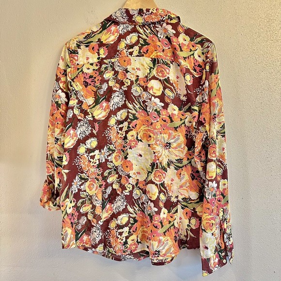 Old Navy flower print long sleeve button down XXL Lightweight - Picture 12 of 13